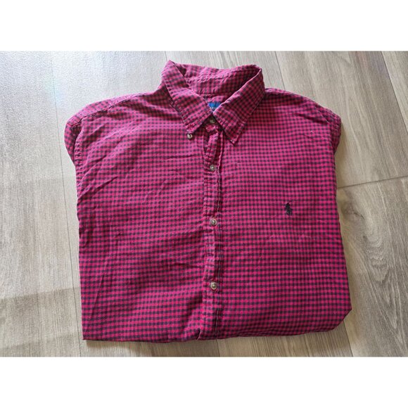 Ralph Lauren Mens XL Red & Black Checkered Button-Down Shirt - Picture 2 of 7
